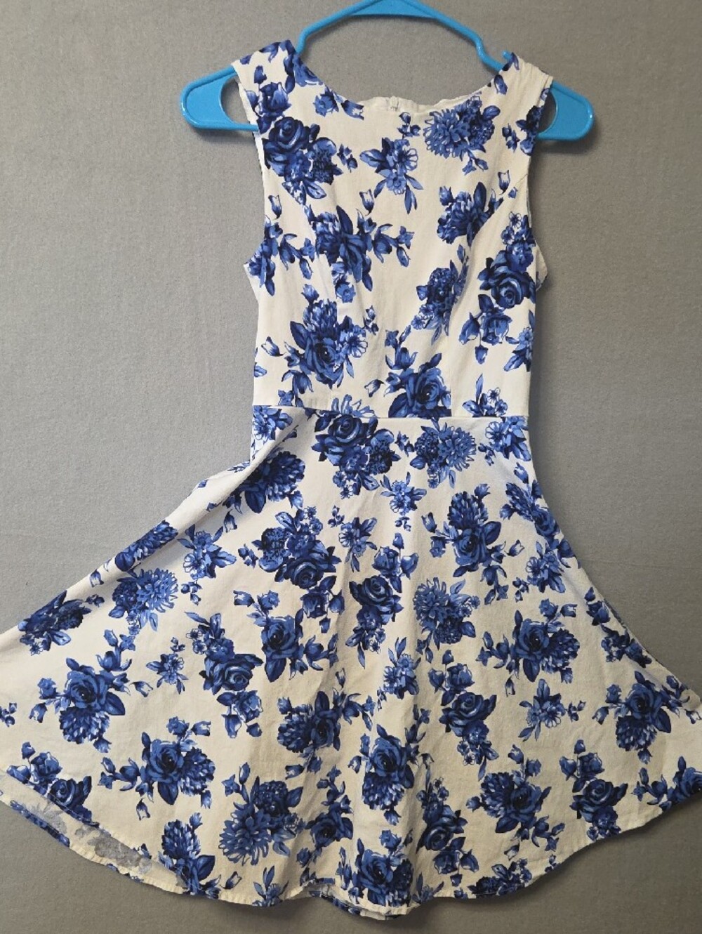 Blue Floral Fit-and-Flare Girls' Dress - Brand: Hanpceirs Small Size
